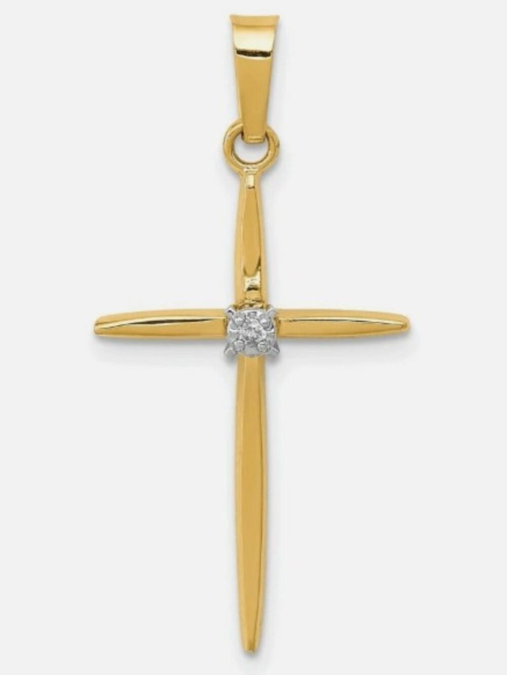 10KT Yellow Gold Cross Pendant with 10KT Gold Fine Rope Chain. NWOT.